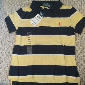 Boys 2T Polo in navy & yellow stripes